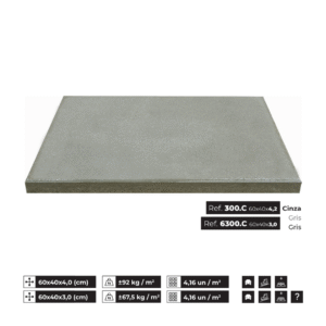 Placa Lisa de Betão, Cinza (Ref.:P30/42-6300.C/300.C)