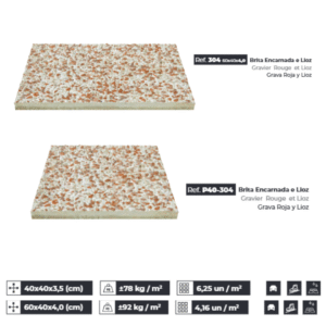 Placa Brita Encarnada e Lioz (Ref.: P40-304/M35-304)